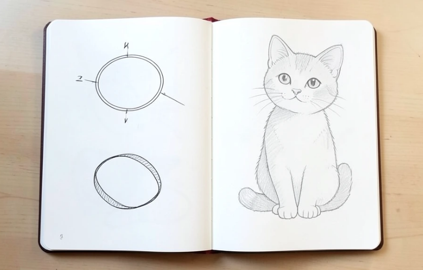 Як намалювати кота простим олівцем